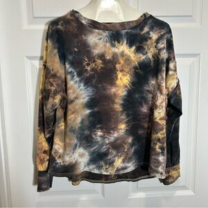 Umgee Black and Brown Tie-Dye Sweatshirt